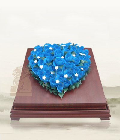 【摆件】心心相印 蓝玫瑰