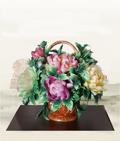 【盆景】釉上小花篮